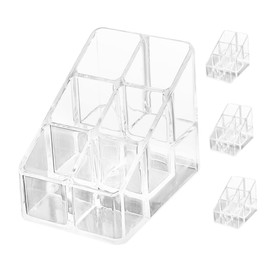 SHINEOFI 4pcs Acrylic Lipstick Organizer Compact Makeup Storage Display Case with Slots for Lip Gloss Tubes Cosmetic Organizer for Desk and Vanity