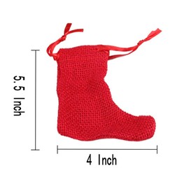 GOER Red Burlap Christmas Stockings 5.5" Pack of 12