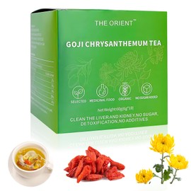 Wolfberry Chrysanthemum Tea Bags, Herbal Tea, Chrysanthemum, Wolfberry, Cassia, Orange Peel, Honeysuckle Combination Health Tea, Natural Herbal Caffeine-Free, 60g/2.12oz (6gx10bags)