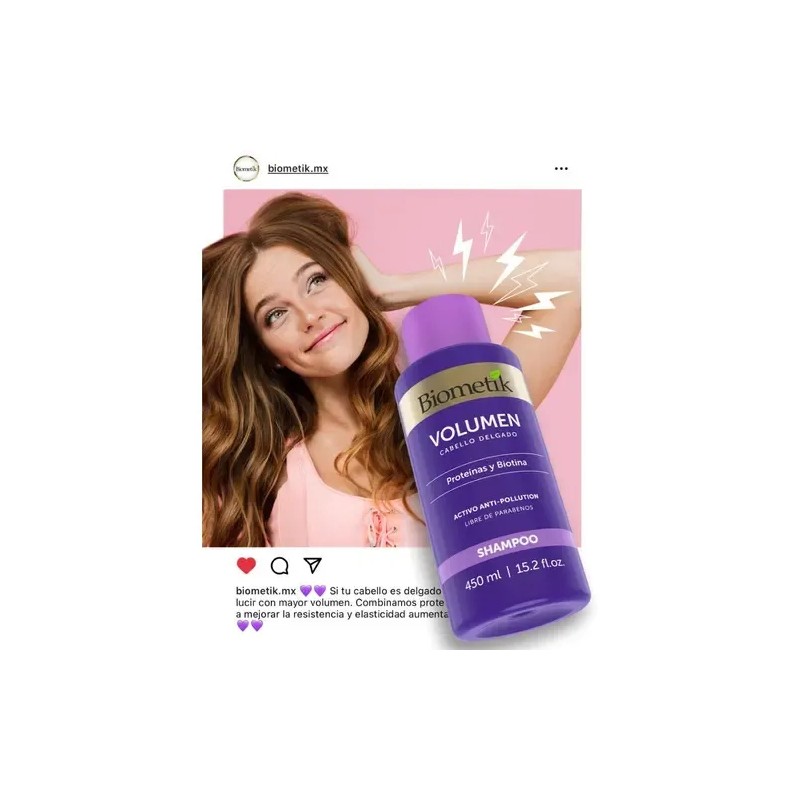 Biometik Shampoo Volumen Con Proteínas Y Biotina 450ml