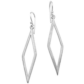 Vinani Women's Earrings 925 Silver - Earrings Narrow Long Diamond Brushed - Pearl Earring Set for Women 2OHB, Sterling Silver, No Gemstone