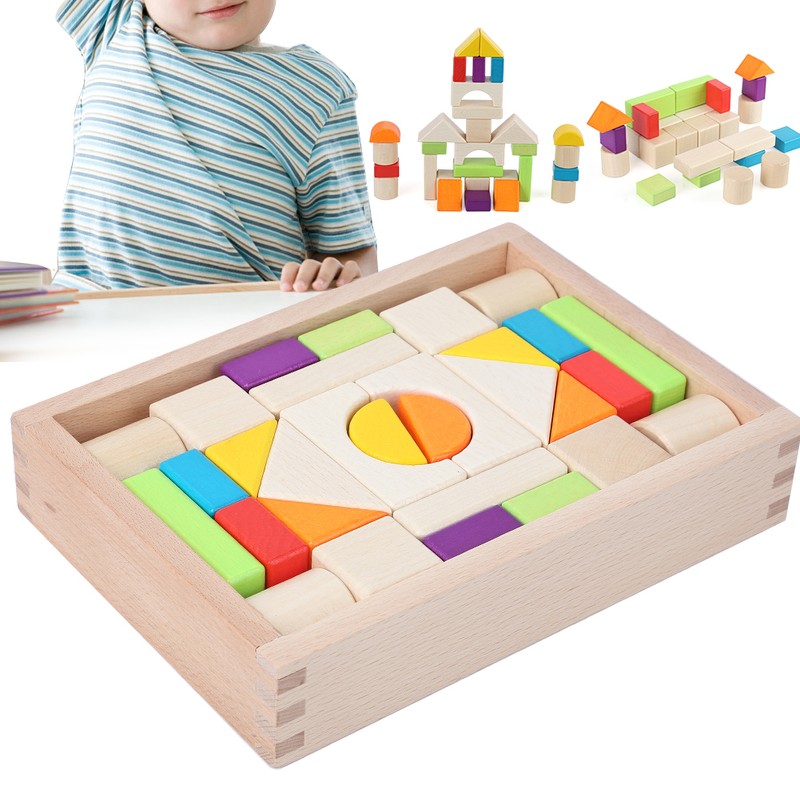 MultiColor Building Blocks Toy Wooden Boxed Children Kid Educational Toy