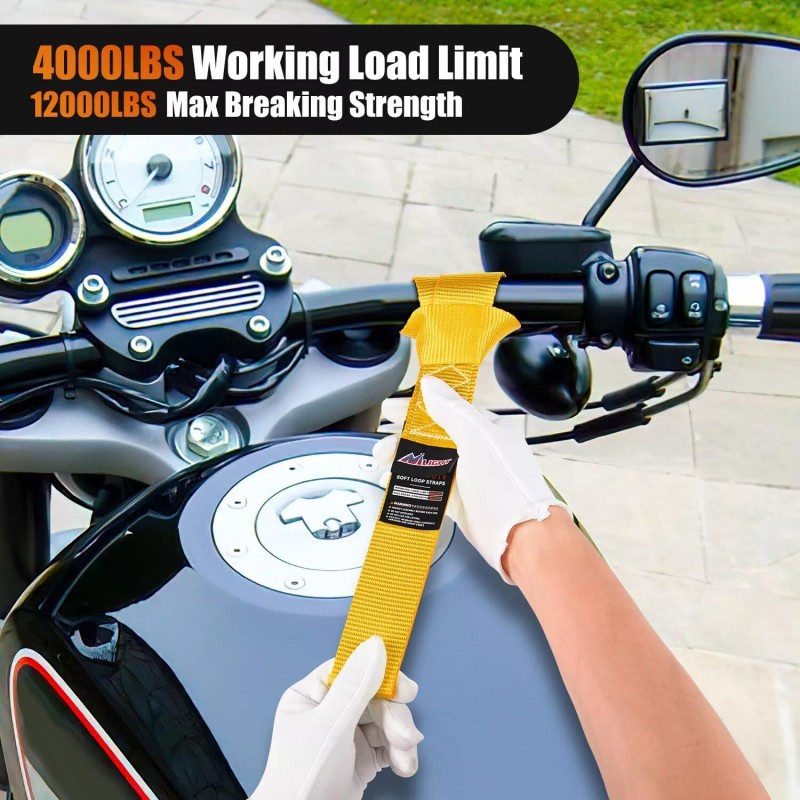 Nilight Motorcycle Tie Down Straps Max Break Strength 12000Lbs Yellow