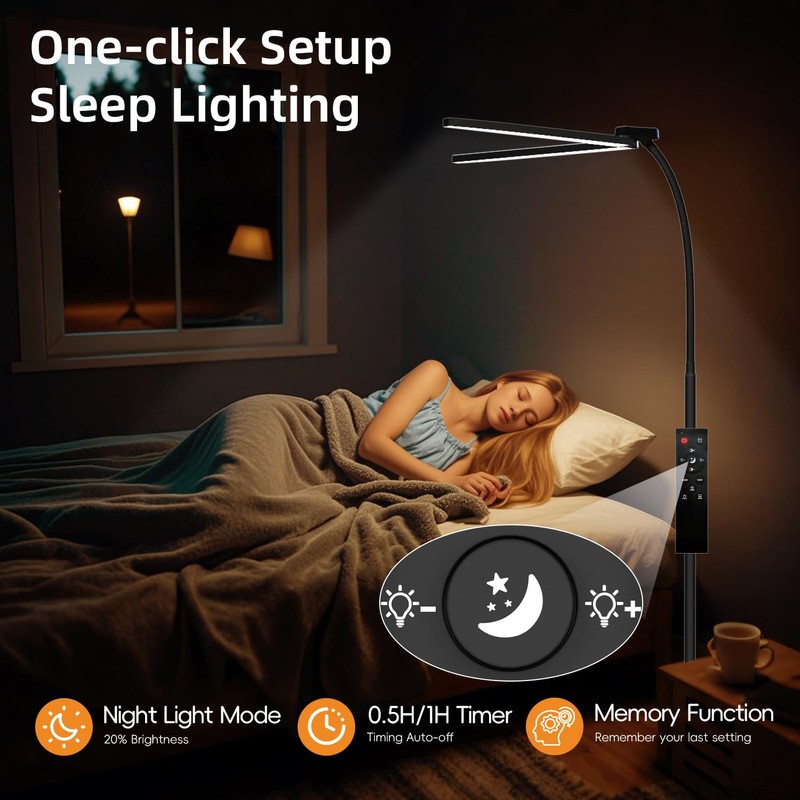 StarMoitic 24W/2400LM Dual Head LED Floor Lamp for Office, Ultra