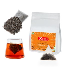 XIEJINJI Ceylon Tea, Pyramid Tea Bags, Whole Leaf Tea 3.2g x 50 Count, English Breakfast Tea Bags