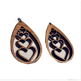 Featherweight Cherry Wood Heart Drop Earrings