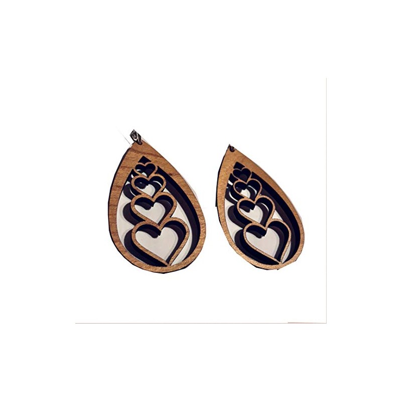 Featherweight Cherry Wood Heart Drop Earrings