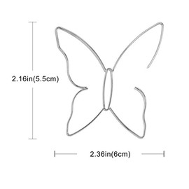 Large Bohemian Hollow Line Butterfly Earrings Gold Silver Drop Dangle Beach Earrings Simple Stylish Dainty Pendant Silver Hoop Earrings for Women (Silver)