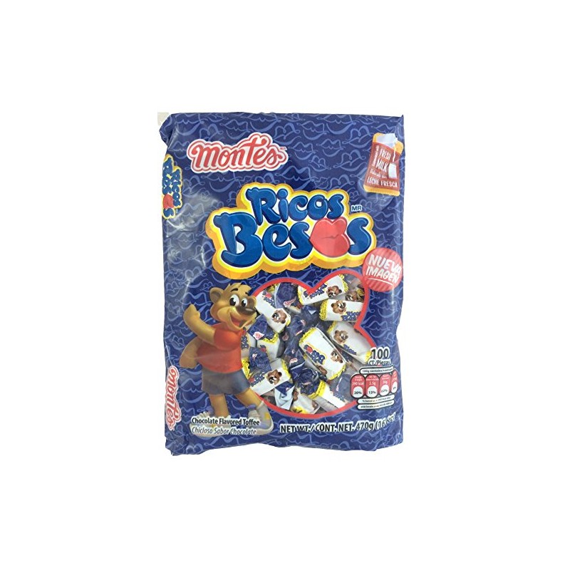Ricos Besos Chocolate Flavored Tofee Candy 100pcs (Net Weight 16.6oz)