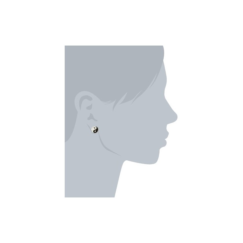 Vinani Ying Yang Silver Stud Earrings
