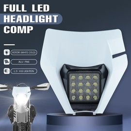 sawrain Universal Dirt Pit Bike LED Headlight - Motorcycle Dirtbike Headlight for EXC - Dirt Pit Bike Accessories White