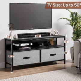 dainslef Dresser TV Stand,Entertainment Center with Storage, 50 Inch TV Stand with Drawers and Open Shelves,Small TV Stand Dresser,TV & Media Console Table Furniture for Living Room, Grey