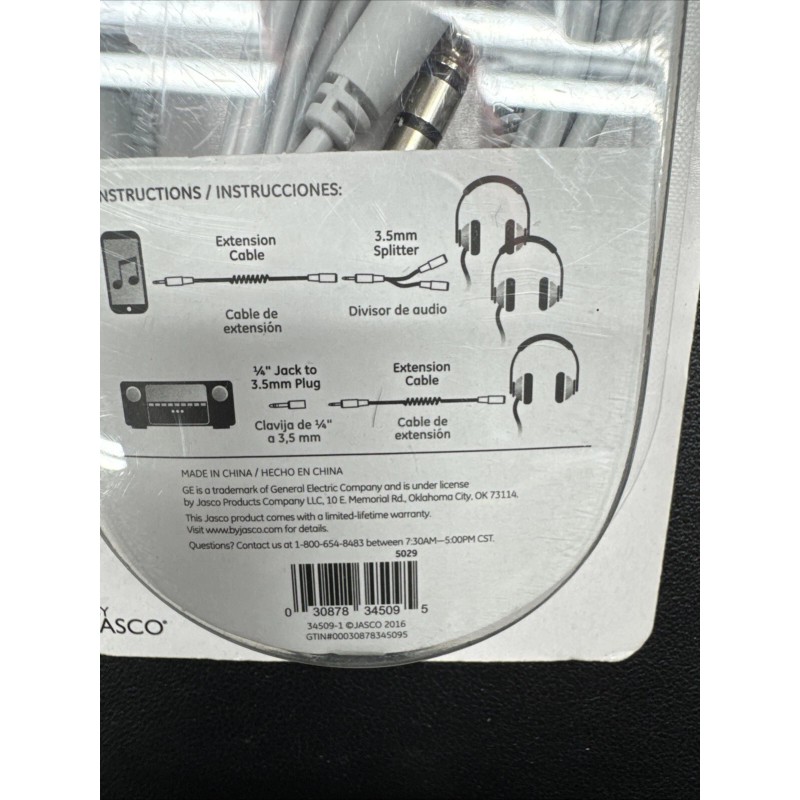 GE Universal Audio Extension Kit 6ft 34509 White. Splitter And