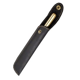Kaizuca Ballpoint Pen Case, Leather Pen Case, Leather Pencil Case, Crazy Horse Leather, with Metal Closure, for Fountain Pen, Pen Case, Ballpoint Pen, black, duffel bag