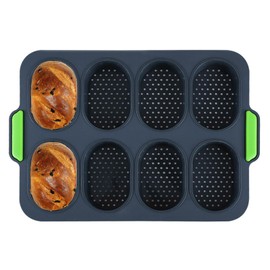 Greyoe Baguette Baking Tray, Bun Baking Mould, Baguette Baking Tray, Baguette Baking Tray, Baguette Baking Tray, Baguette Bun Mould, Baguette Tray, Short Eight Slot, with for Home Baking, Black
