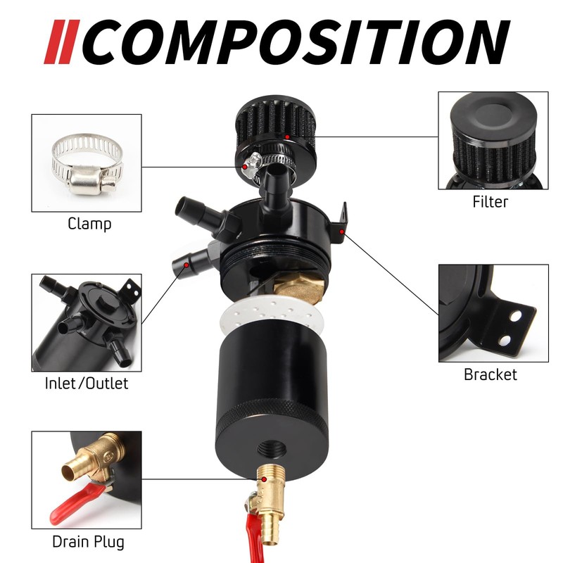 WENJTP Universal 150ml Car Oil Catch Can Kit Reservoir Tank,
