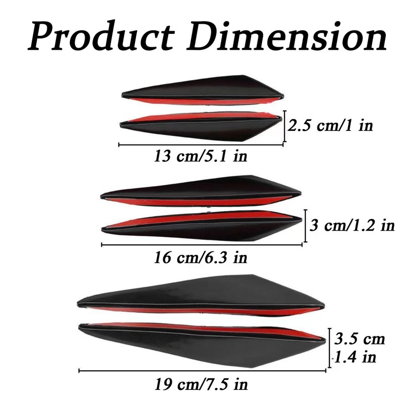 6 Pcs Car Spoiler Canards Kit, Universal Auto Body Anti-Collision