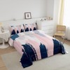 Feelyou Pink Navy Blue Graffiti Comforter Set for Girls Boys