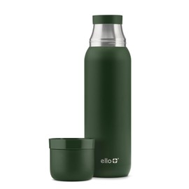 Ello Therma 32oz Insulated Stainless Steel Thermos for Hot & Cold Beverages with Leak Proof Lid & Built-in Cup, Triple Wall Insulation, Hot 24 Hrs, Perfect for Coffee,Tea, Dishwasher Safe, Green