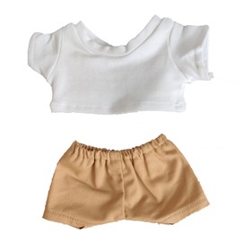 20cm Plush Doll Clothes Plushie Clothes T-Shirt + Shorts Pant 7.8 inches Doll Clothing (White)
