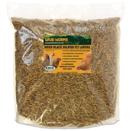 Exotic Nutrition 20 LB Grub-Worms Chicken Feed | Grown in Americas | Better Than Mealworms | Dried Black Soldier Fly Larvae BSF