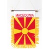 Republic of North Macedonia Fringed Rear-View Mirror Window Hanging Flag