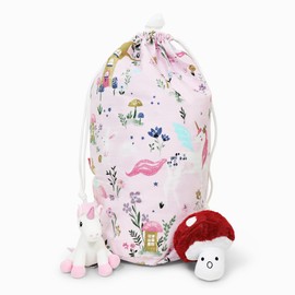 Happy Linen Company Girls Boys Kids Enchanted Forest Unicorn Pink 50 x 75 cm Reversible Foldable Toys Organiser Storage Bag