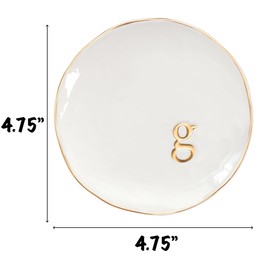 COLLECTIVE HOME - Ceramic Jewelry Tray, Decorative Trinket Dish for Rings Earrings Necklaces Bracelet Watch Keys, Birthday Mother's Day Christmas Gift for Women, 4.75", Glossy (g)