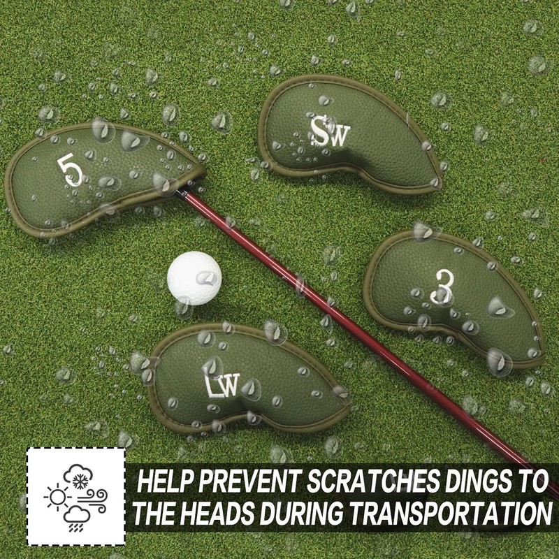 Golf Iron Head Covers Numbers Synthetic Leather Headcover Deluxe Value