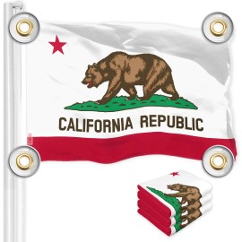 UD_G128 3 Pack: California CA State Flag  3x5 Ft  LiteWeave Pro Series Printed 150D Polyester, 4 Corner Brass Grommets  Vibrant