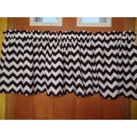 Handmade Black & White, 3/4" Chevron, Zig Zag Stripes, Handmade Window Curtain VALANCES
