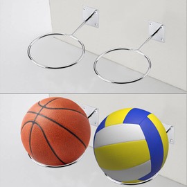 Voittozege 2pcs Wall Ball Rack,Wall Mount Ball Holder,Wall Mount Display Rack,Sports Ball Holders Metal Ball Holder in Bedroom, Hall, Garage, Basement, Basketball Accessories