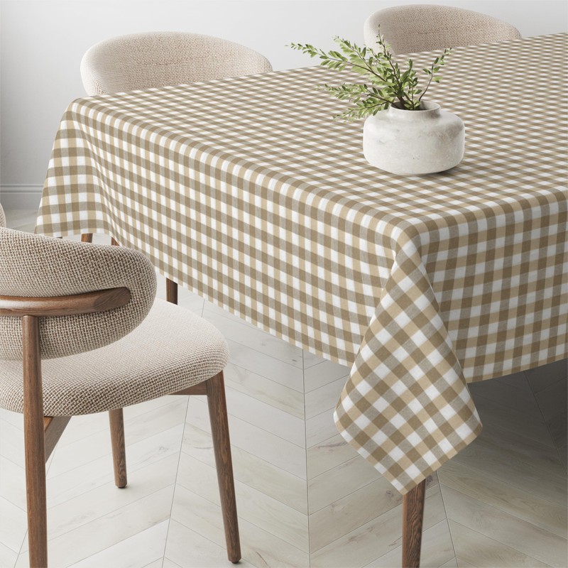 Martina Home TEFLONATED TABLECLOTH MADE Vichy Taupe 250X140 CM