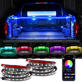 SHEDALED 2PCS 60 Inch RGB Truck Bed Light Strip Kit with App Control, 180 LEDs Neon Accent Lights, Ultra Long Cable, IP68 Waterproof for Truck, Boats