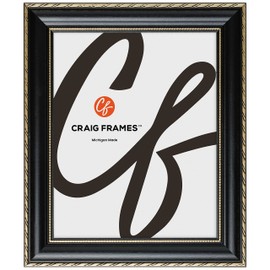 Craig Frames Victoria, 11x14 Picture Frame, Ornate Black and Gold