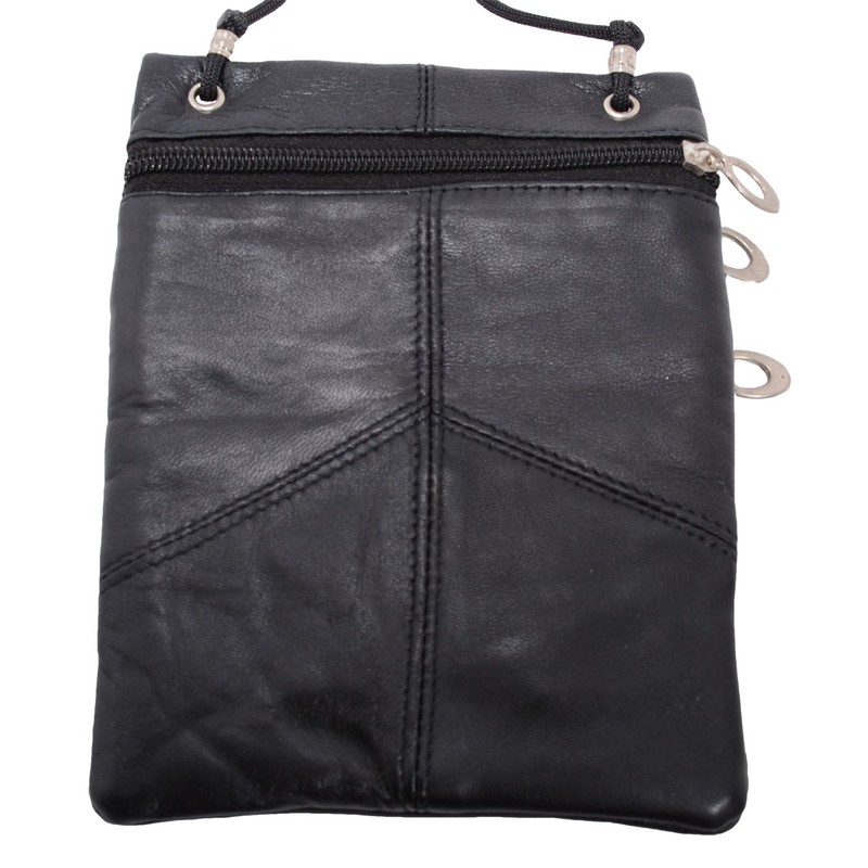 iMPEX Neck Pouch / Travel Accessories Lamb Nappa Leather Black