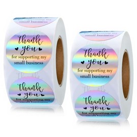 500Pcs 1.5inch Thank You Stickers, Thank You Stickers for Small Business, 1 Roll Round Thank You Stickers Adhesive Labels for Envelopes, Gift and Crafts Packing