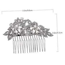 Beavorty 1pc Floral Leaf Shape Alloy Comb Bridal Rhinestone Headwear for Wedding