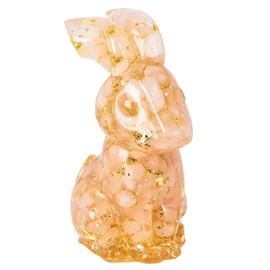 KYEYGWO Crystal Resin Rabbit Figurine, Hand-Carved Easter Bunny Statue Spiritual Gift Animal Ornament for Home Office Decoration, Rose Quartz