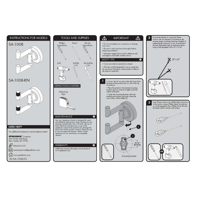 Speakman SA-1008 Neo Double Robe Hook, Polished Chrome