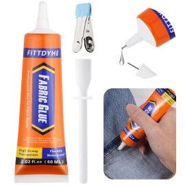 FITTDYHE Fabric Glue Permanent, 60 ML Washable Clear Clothing Glue, Super Fabric Glue