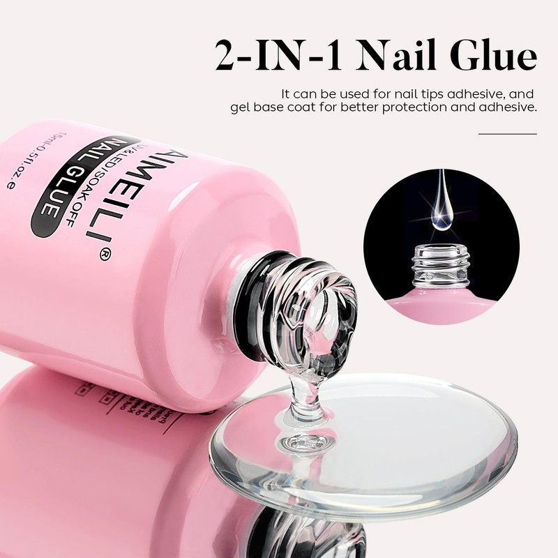 AIMEILI Hema Free 2 in 1 Nail Glue and Base