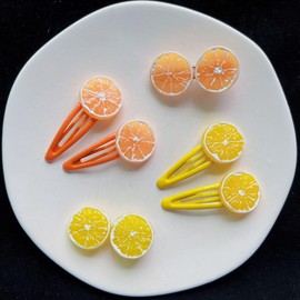 2Pcs Orange Slice Snap Hair Clips for Women Girls Bangs Side Hairpins Creative Barrettes Hair Accessories，Clips and Barrettes