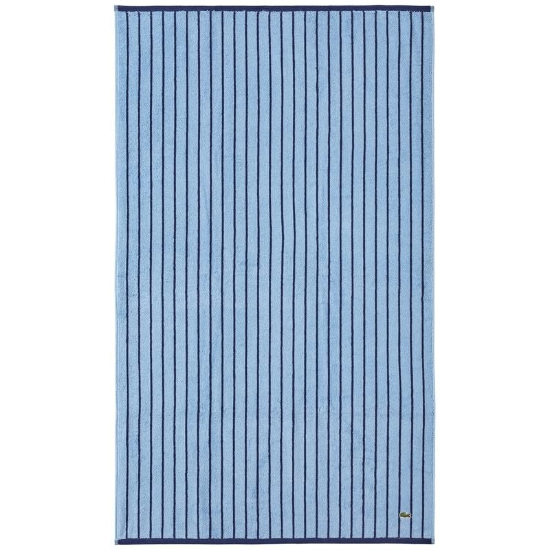 Lacoste Centre Mark Cotton Jacquard Stripe Wash Cloth, Blue, 13"x13"