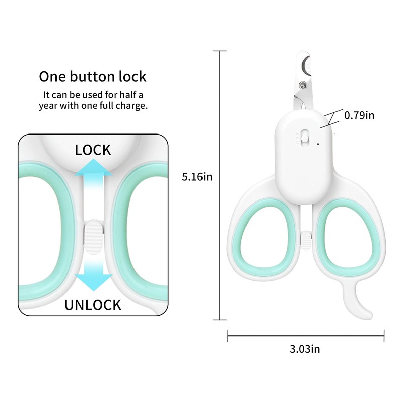 PAKEWAY Pet Nail Clipper with LED & -U-V Light, Cat