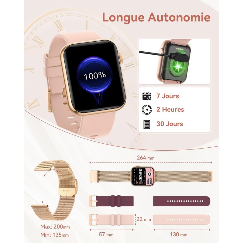 Smart Watch with Bluetooth Call,Women SmartWatch with 3 Bracelets,Waterproof Running