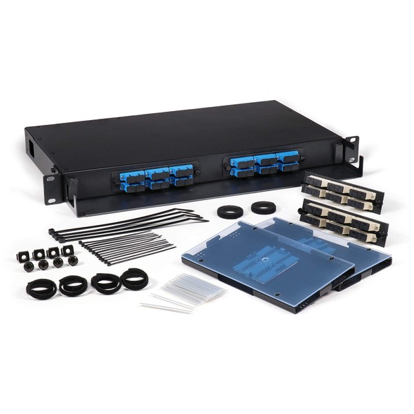Fiber Optic Patch Panel, Rack Mount, 1 RU, Includes 2