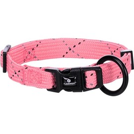 Flamingo Dog Collar Reflective Puppy Dolly Pink XS - 20-35 cm 10 mm - Click Buckle and Fully Adjustable