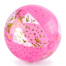 AMOR PRESENT Beach Ball, 16" Glitter Inflatable Beach Balls for Kids & Toddlers Pool Game, Summer Party Favors