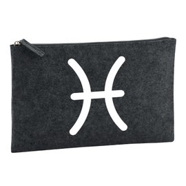 Huuraa Kulturbeutel Fische Sternzeichen Zeichen Geschenk 1 Liter Charcoal Filz Fische Geschenkidee